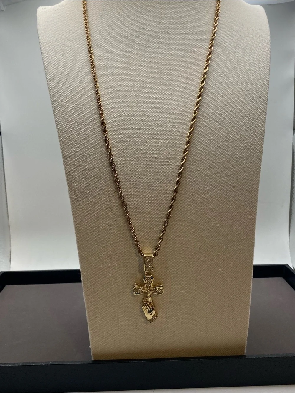 Akademiks Gold Cross Pendant Rope Chain Necklace